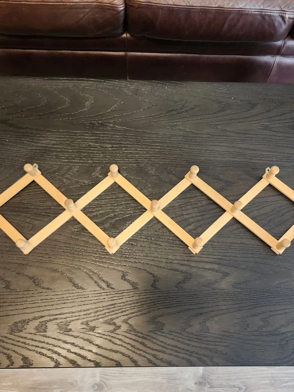 Wooden Expandable Accordion Rack - Natural Wood Color W/ 13 Pegs